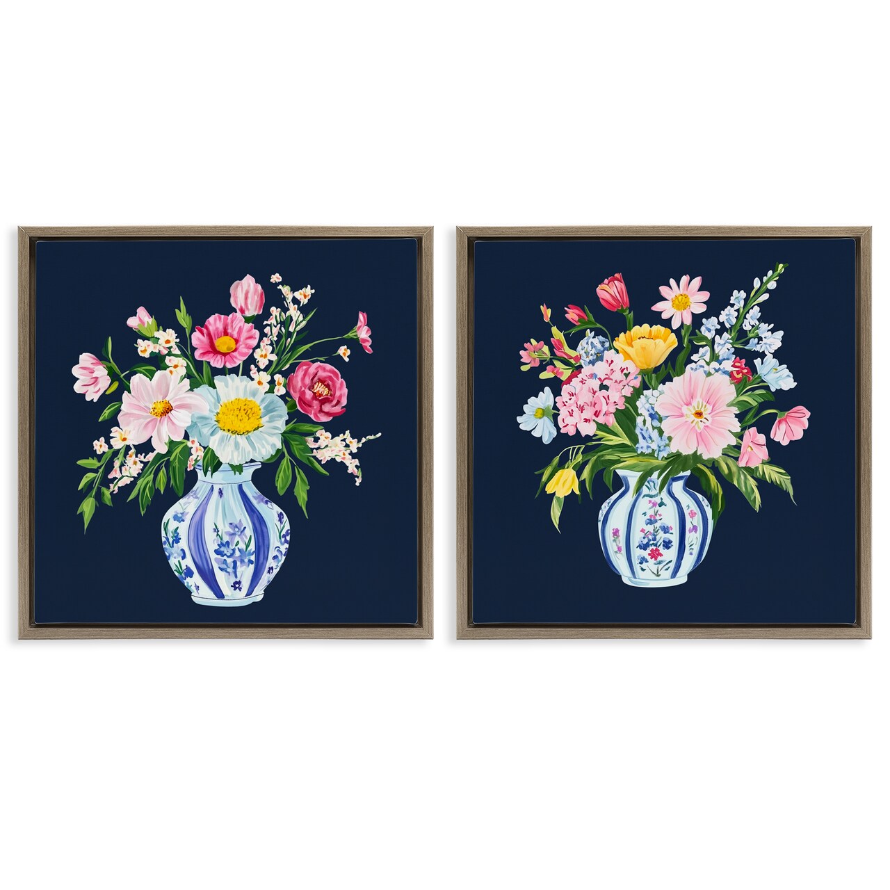 Stupell Industries Twin Chinoiserie Vases 2pc Floating Frame Set, design by Yen